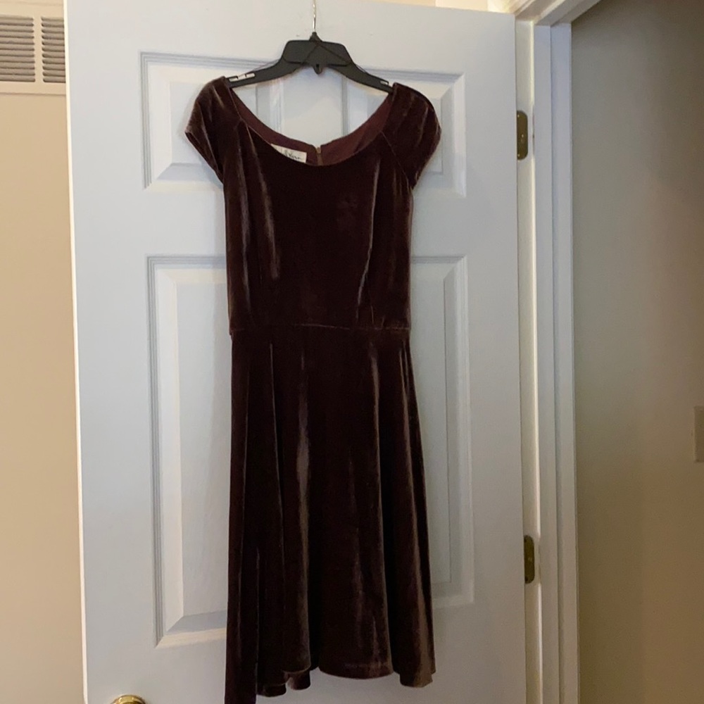 REDUCED!  Holiday/Wedding Chocolate brown brushed velvet/satin semi formal